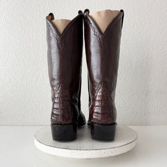 Rod Patrick Womens Cowboy Boots 9.5D Cowgirl Brown Shiny Nile Leather Round Toe - Picture 2 of 12